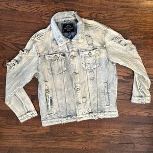 $110 Victorious Men's Ripped Distressed Washed Denim Jean Jacket Size M *BNWT*
